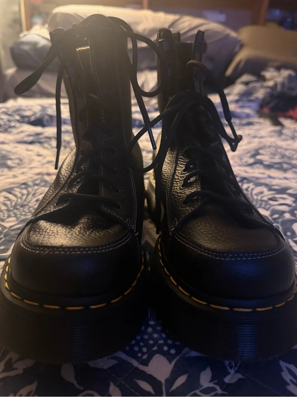 Like New Dr. Martens Buzz 8-Eye Black Platform Boots - Women's 10